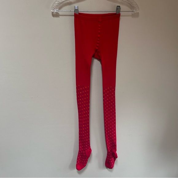 Hanna Andersson ~Girl’s Red Polka Dot Denmark Cotton Blend Footed Tights 150/160 - Picture 3 of 13